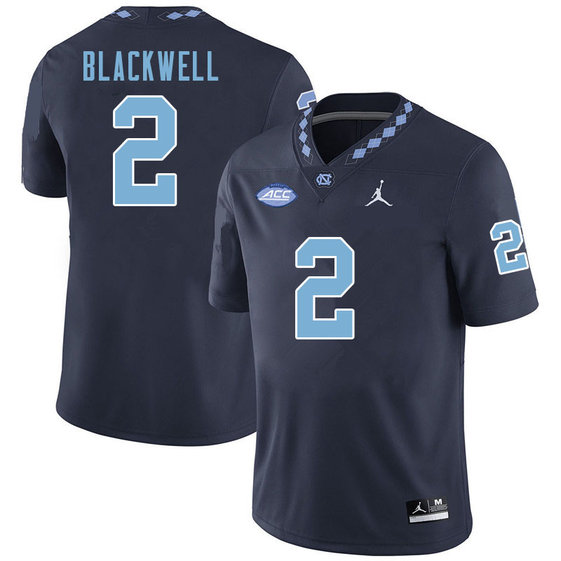 Men #2 Gavin Blackwell North Carolina Tar Heels College Football Jerseys Sale-Navy